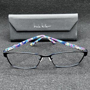 Nicole Miller Carman C05 Eyeglasses Frame Navy Mottled Flex Ti 57-16-140 Used